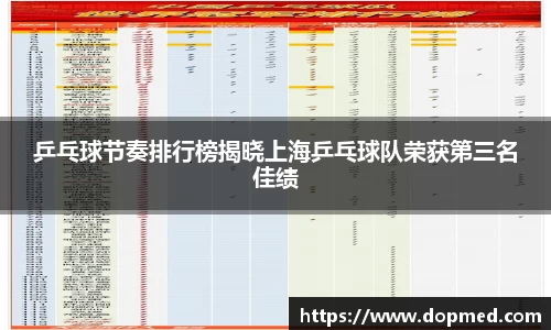 乒乓球节奏排行榜揭晓上海乒乓球队荣获第三名佳绩